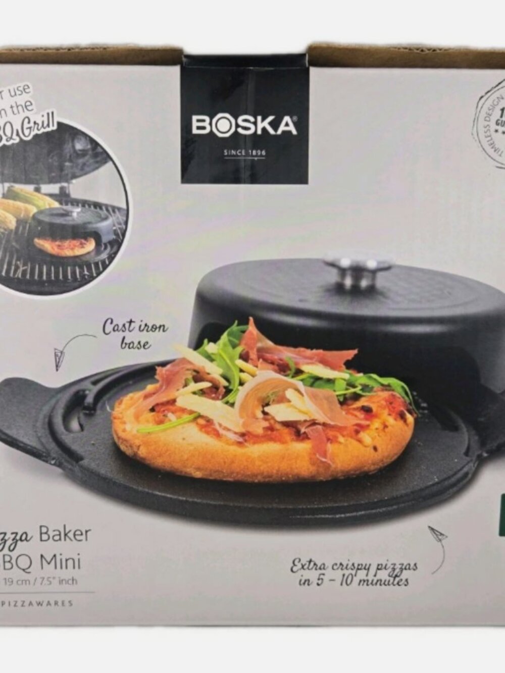Boska Pizza Baker BBQ Mini Cast Iron Personal Holland 320502 7.5" Grill NOB